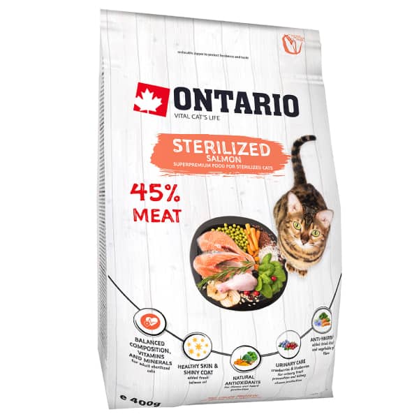 ONTARIO CAT STERILISED sausā kaķu barība Lasis 2kg